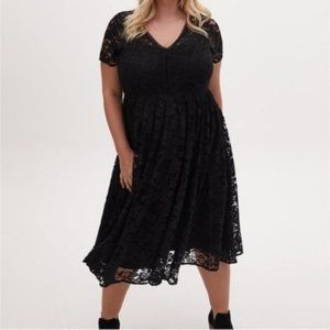 Torrid Black Lace Ladder Inset Midi Dress